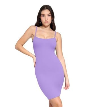Popilush Shapewear Solid Modal Butt Lift Mini Slip Dress - Purple