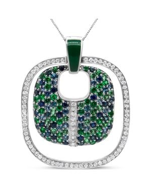 Haus of Brilliance Pendant Diamond Sapphire Tsavorite Pendant Necklace - Green