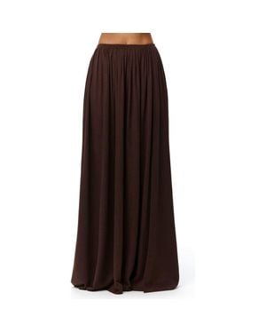 Naked Wardrobe Gathered Side Slit Maxi Skirt - Brown