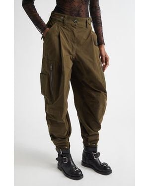Dolce & Gabbana Waxed Faille Barrel Leg Cargo Pants - Green