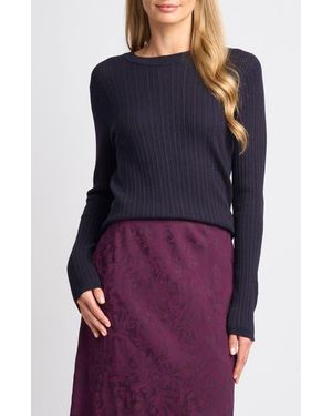 Halogen® Pointelle Rib Crewneck Sweater - Blue