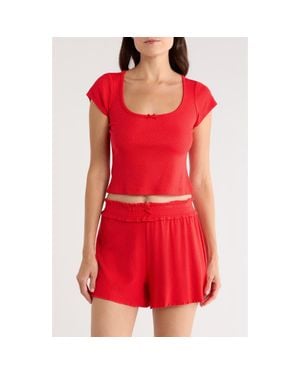 Kilo Brava Print Short Sleeve Pajama Top - Red