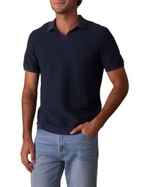 The Normal Brand Robles Bird's Eye Polo - Blue
