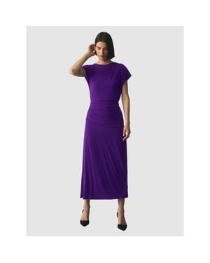 The Fold Rassina Gathered Jersey Midi Dress - Purple