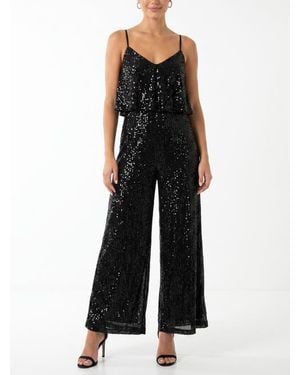 Rachel Roy Sequin Tara Ruffle Jumpsuit - Black