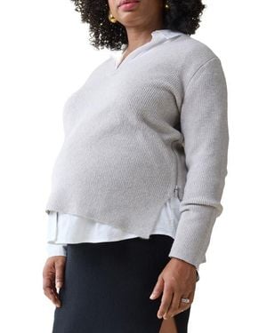 Ingrid & Isabel Side Zip Maternity/Nursing Sweater - Gray