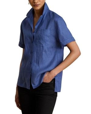 Ralph Lauren Tissue Linen Button-Up Camp Shirt - Blue