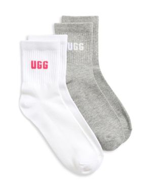 UGG Quinlin Assorted 2-Pack Logo Quarter Socks - Gray