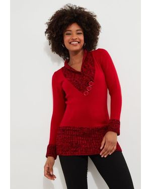 Joe Browns Button Cable Sweater - Red