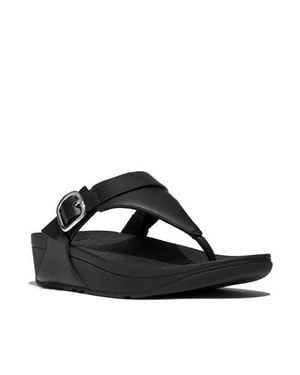 Fitflop Lulu Adjustable Leather Toe-Post Sandals - Black