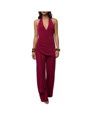 JLUXLABEL Rustic Charm Halter Jumpsuit - Red