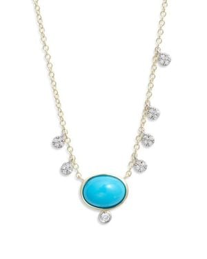 Meira T Diamond Pavé Charms Pendant Necklace - Blue