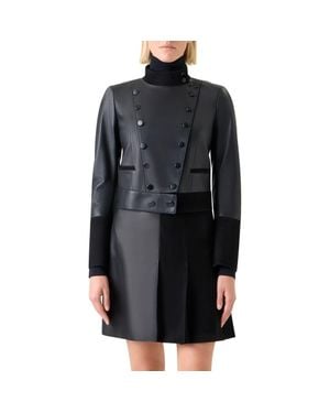 Akris Dean Leather Captain's Jacket - Black