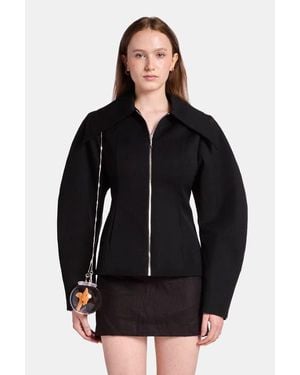 Kate Barton Fitted Wool Jacket With Sculpted Sleeve - Black