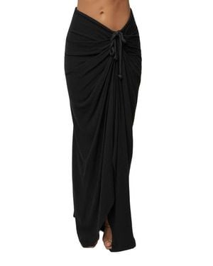 JLUXLABEL Noelia Linen Slit Skirt - Black