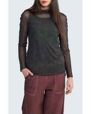 Luukaa Neva Turtleneck Mesh Blouse - Multicolor
