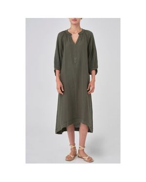 ocean + main Gauze Dress With Pockets - Green