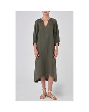 ocean + main Gauze Dress With Pockets - Green