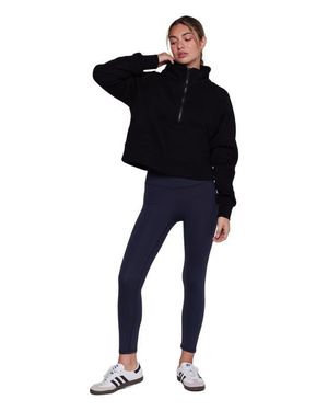 Rebody Active Effortless Fleece Crop Half Zip Sweatshirt - Blue