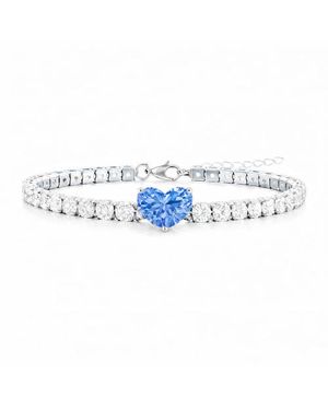 Donatello Gian Crystal Heart Tennis Bracelets - Blue