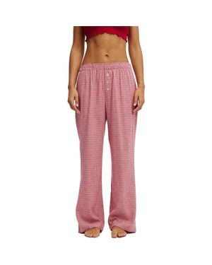 Cotton On Flannel Wide Leg Pant - Red