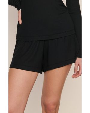 Eberjey Dream Rib Drawstring Shorts - Black
