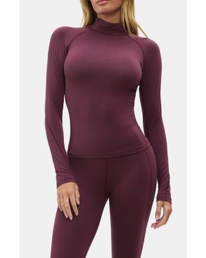 Halfdays Clare Mock Neck Base Layer Top - Purple