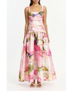 Acler Reeve Floral Print Dupioni Gown - Pink