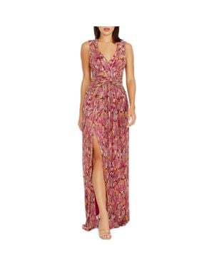 dress the population leanna Dress the Population Tyra Floral Print Metallic Sleeveless Gown