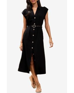 Lipsy Belted Cap Sleeve Shirtdress - Black
