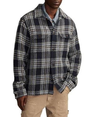 Lucky Brand Plaid Twill Shirt Jacket - Black