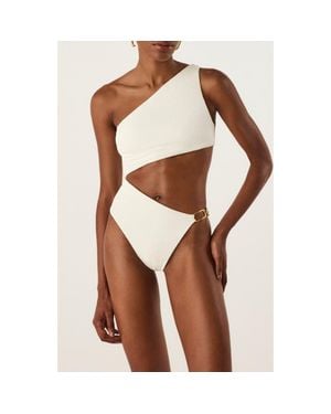 ViX Jo Marl Cutout One-Shoulder One-Piece Swimsuit - Brown