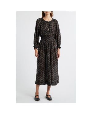 Doen Delfina Long Sleeve Organic Cotton Dress - Black