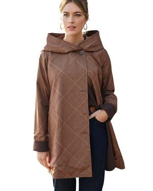 Jessica London Reversible A-Line Raincoat - Brown