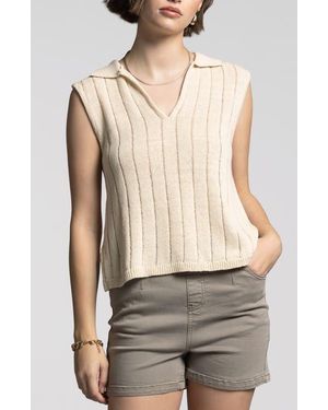 WEEKEND LOS ANGELES Gia Collared Linen & Cotton Sweater Vest - Multicolor