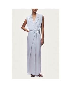 Nocturne Embellished Belt-Detail Maxi Dress - Blue