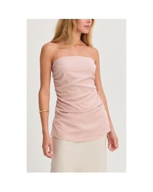 Crescent Lyocell Ruched Tube Top - Pink