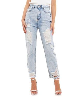 Grey Lab Ripped Straight Leg Nonstretch Jeans - Blue