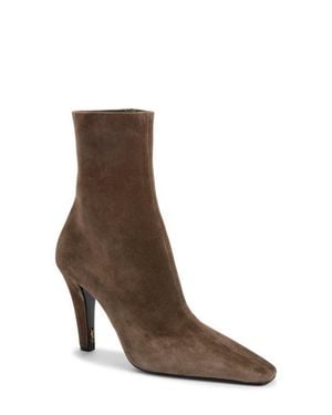 Saint Laurent Jill Suede Bootie - Brown
