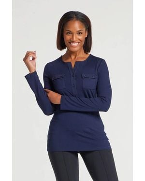 Anatomie Calista Roll Up Henley Top - Blue