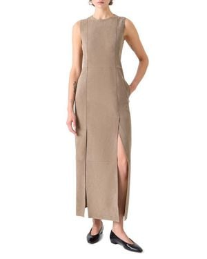 Akris Suede Column Dress - Natural