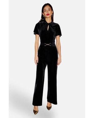 Yumi' Velvet Buckle Detail Jumpsuit - Black