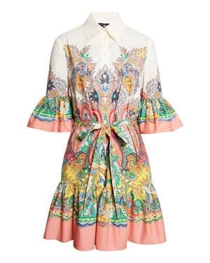 Etro Paisley Print Belted Stretch Cotton Shirtdress - Multicolor