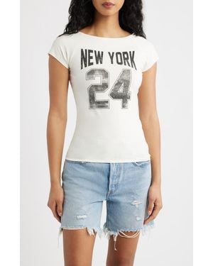 THE VINYL ICONS New York 24 Cotton Blend T-Shirt - Blue