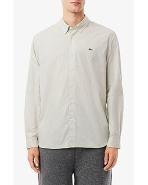 Lacoste Stripe Cotton Button-Down Shirt - Gray