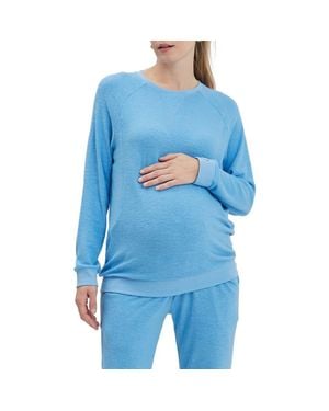 Nom Maternity Heart On My Sleeve Maternity/Nursing Sweatshirt - Blue