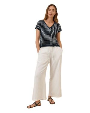 Pact Beachside Linen V-Neck Top Made With Organic Cotton - Blue