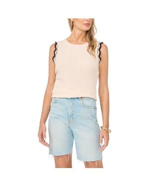 Vince Camuto Scallop Tweed Sleeveless Top - Blue