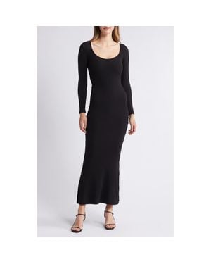 NIKKI LUND Money Long Sleeve Sculpting Knit Maxi Dress - Black