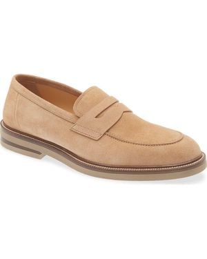 Brunello Cucinelli Suede Penny Loafer - Natural
